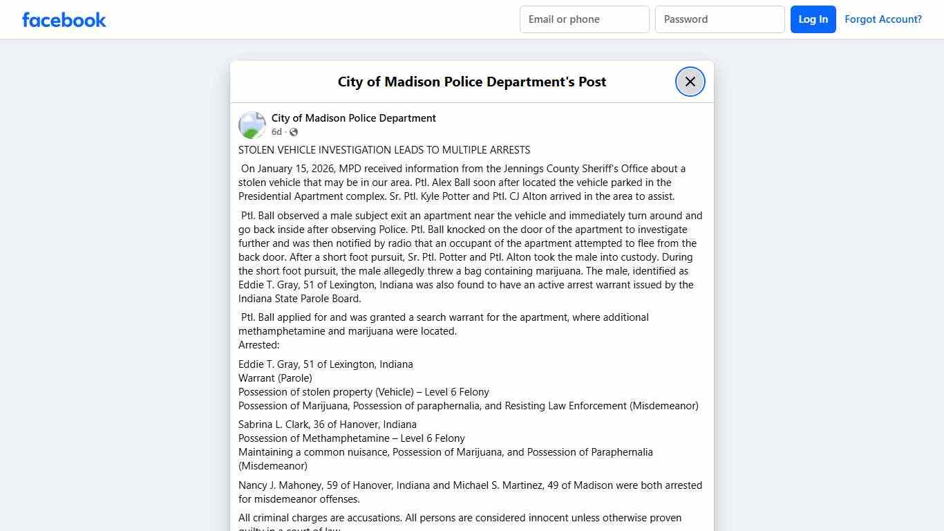 STOLEN VEHICLE... - City of Madison Police Department Facebook
