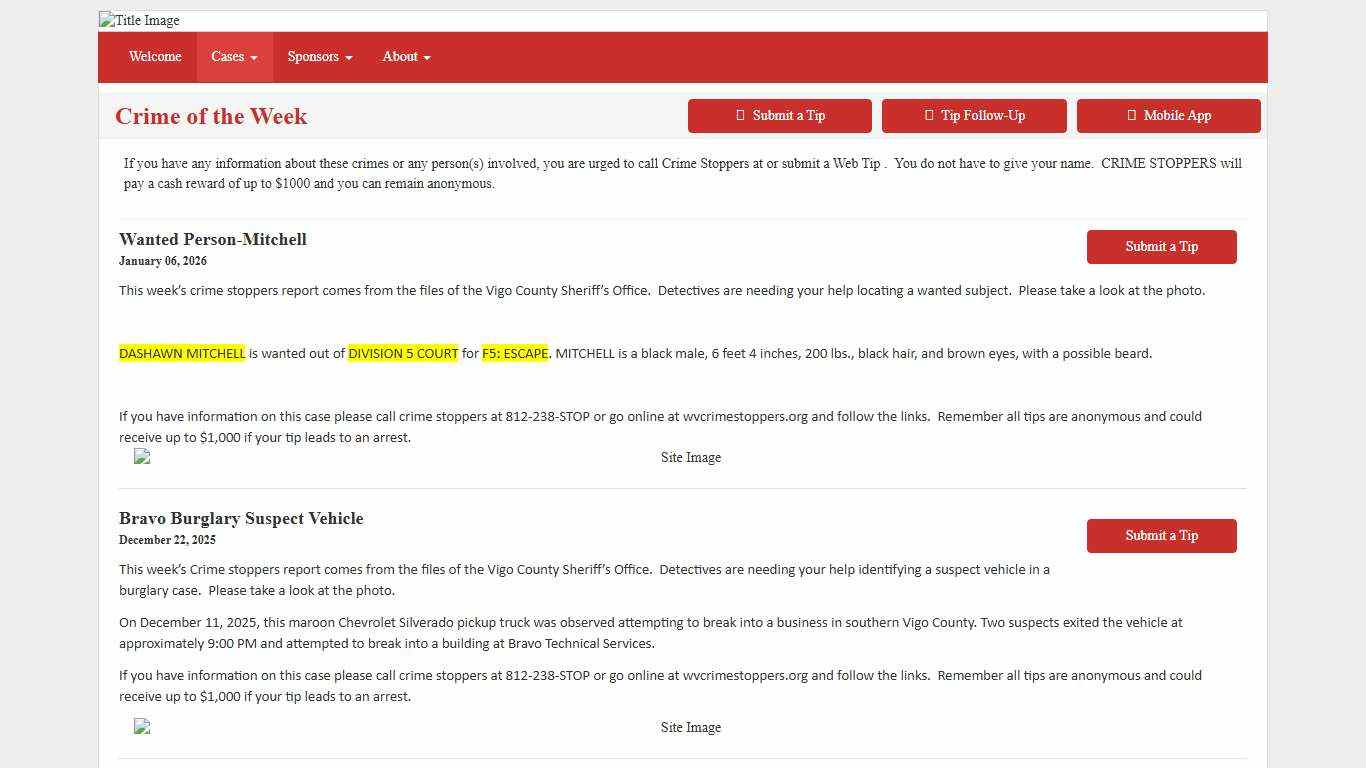 Crime of the Week - Wabash Valley Crime Stoppers